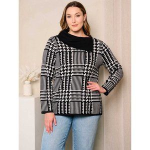 Investments Plus Size Long Sleeves Colorblock Cowl Neck Boutique Shirt!